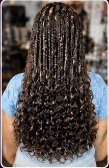 Sample long braided hairstyle from the back
