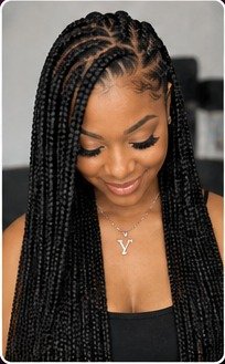 Sample classic long braids glamour portrait