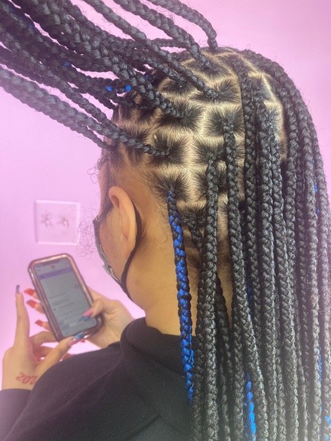 Braids with Blue Accent